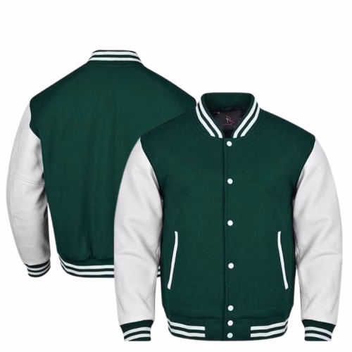 Varsity Jacket Letterman Jacket for Mens Baseball Bomber Jacket Leather Sleeves and Wool Body